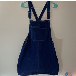 Wild Fable Overall Dress Denim Jean Dress Dark Wash Single Front Pocket